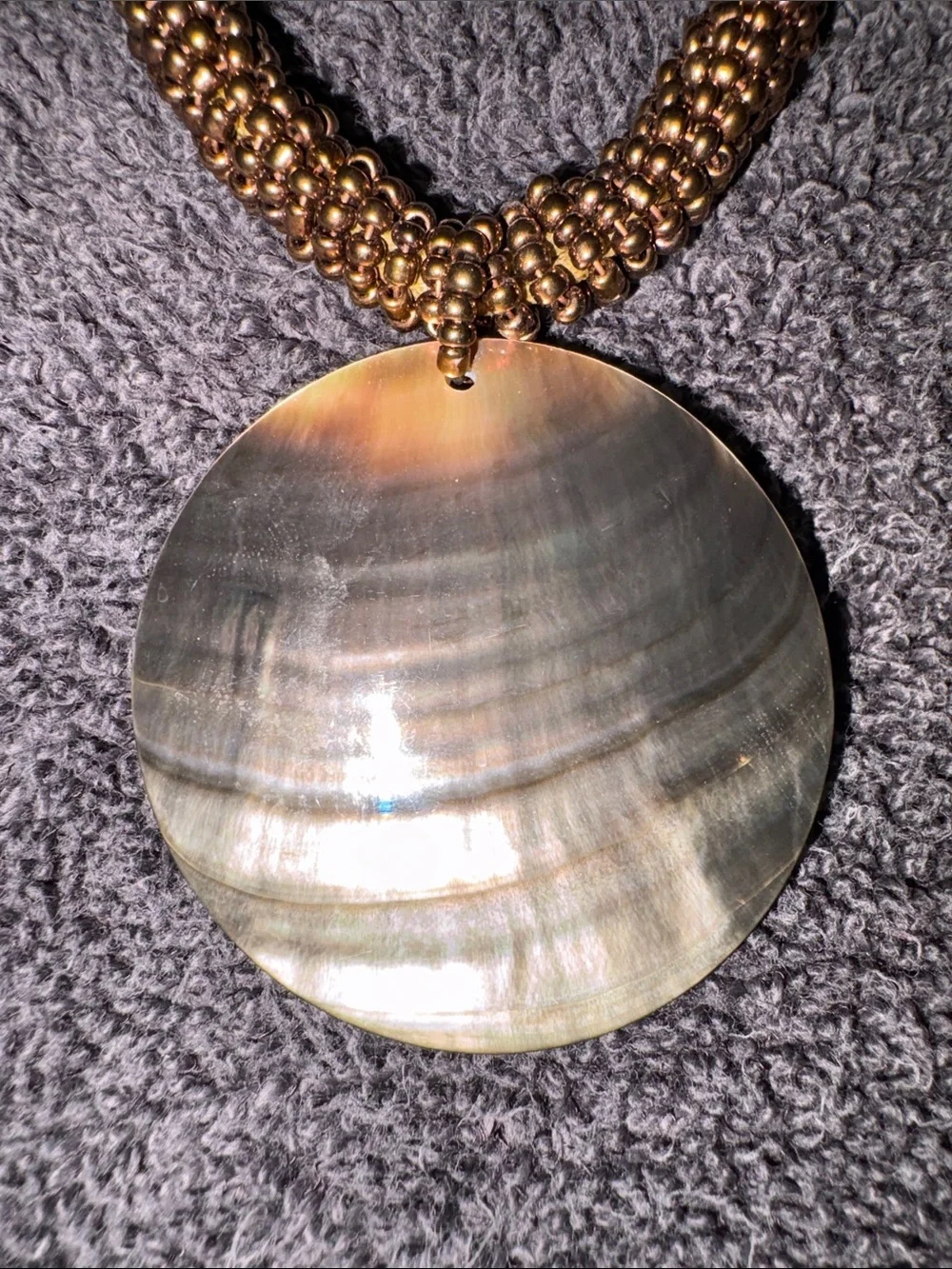 Lia Sophia Yellow Cord Necklace with Iridescent Mother-of-Pearl Pendant